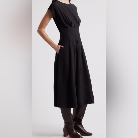 Nordstrom Pleated Black A-Line Dress - Picture 1 of 7